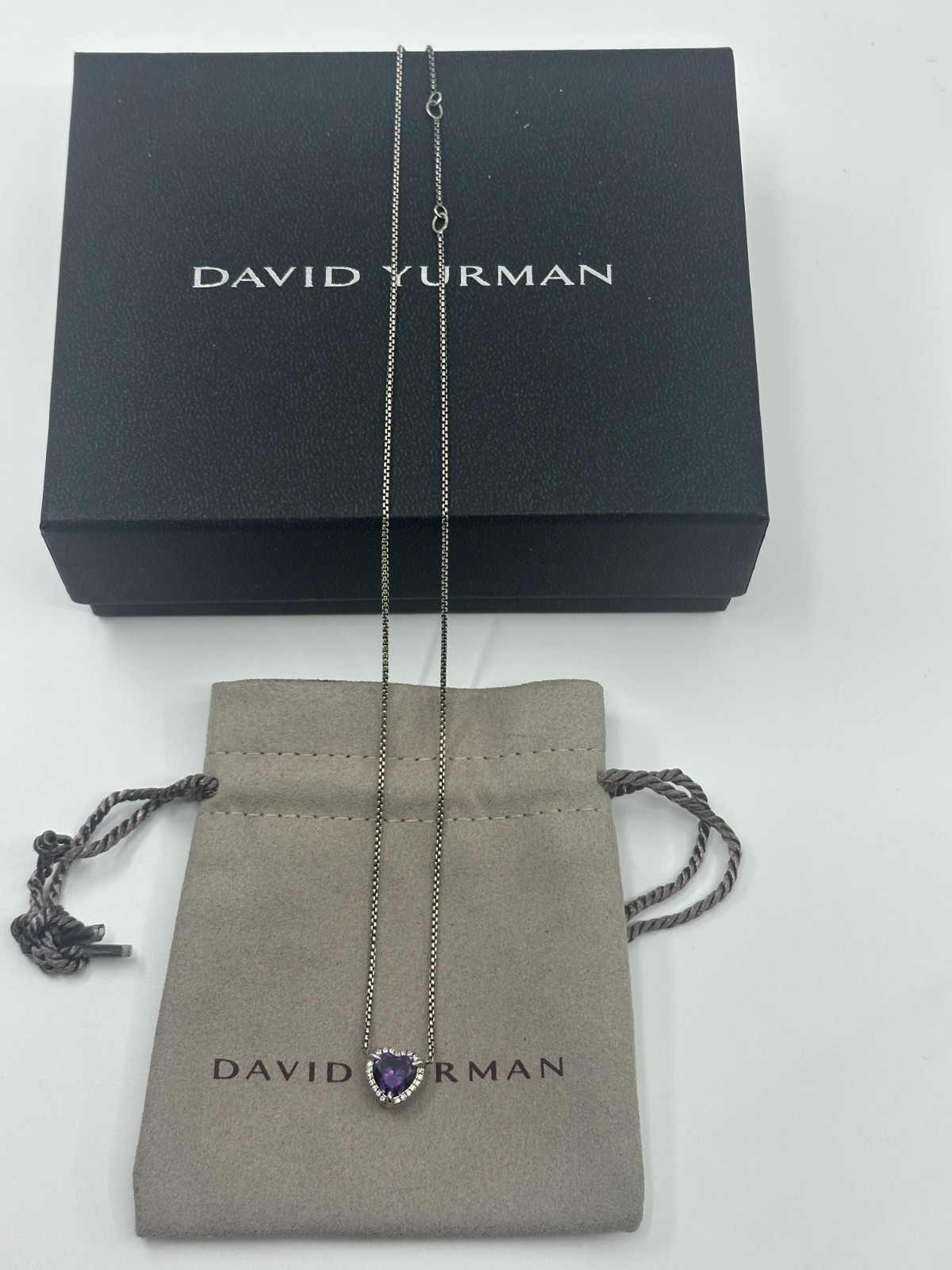 Silver David Yurman Chatelaine Heart Amethyst Necklace