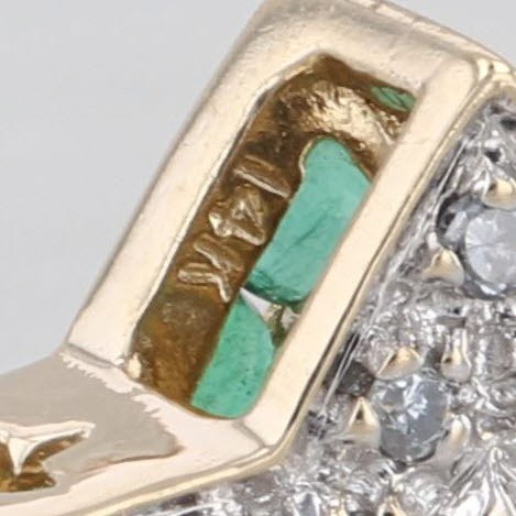 0.47ctw Emerald Diamond Reversible Pendant 14k Yellow Gold Charm
