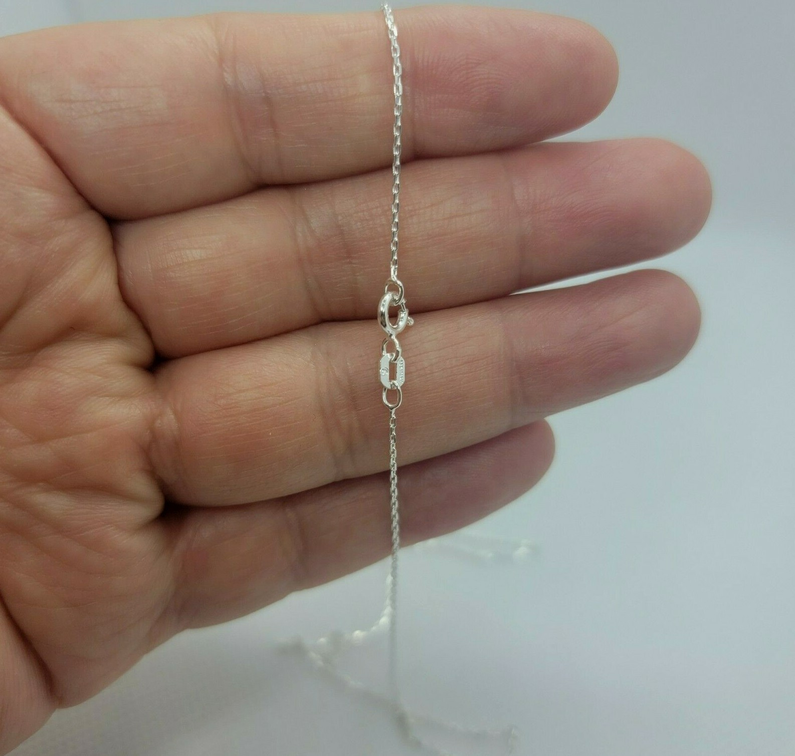 925 Sterling Silver Very Thin Fine Boston Link Chain Necklace 1mm 16 18 24 inch