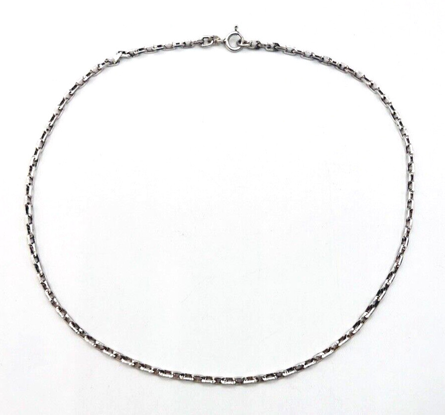 Signed Unoaerre Sterling Silver Rectangle Link Chain Necklace 8 gr