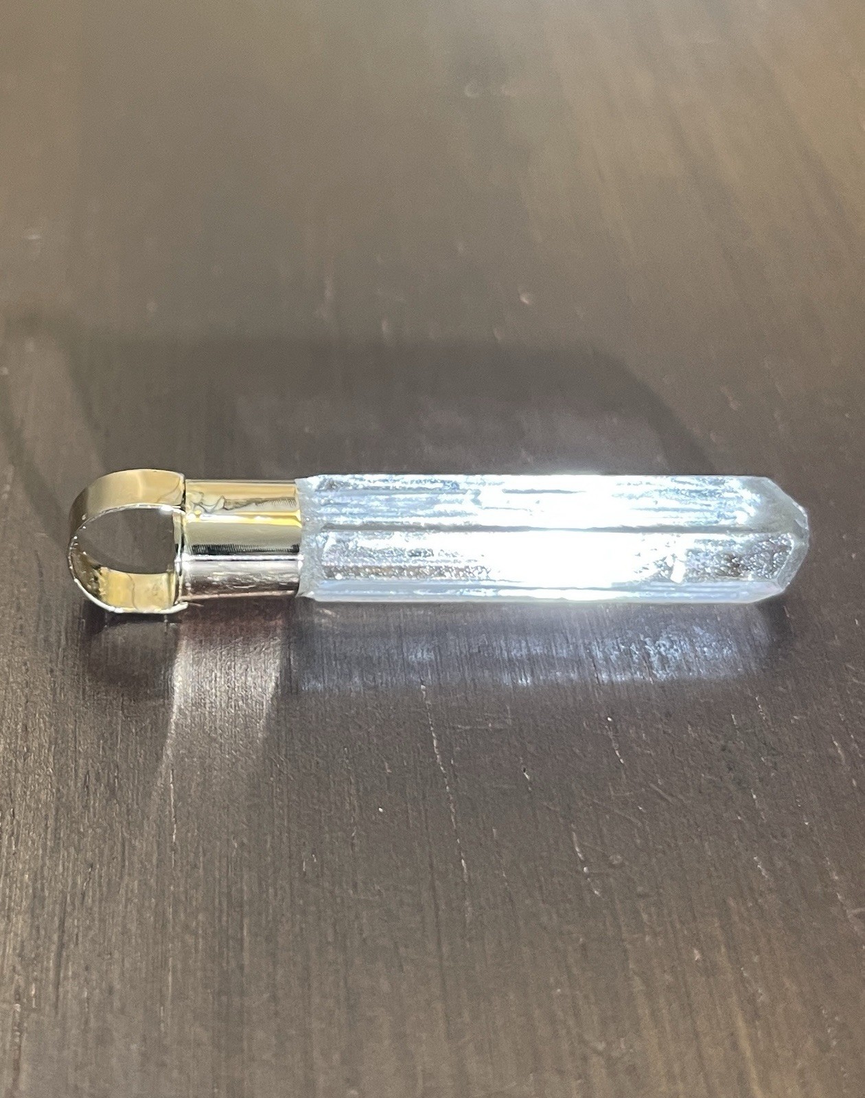14K Solid Gold GLOWING Green- Blue Natural Aquamarine Gemstone Crystal Amulet!
