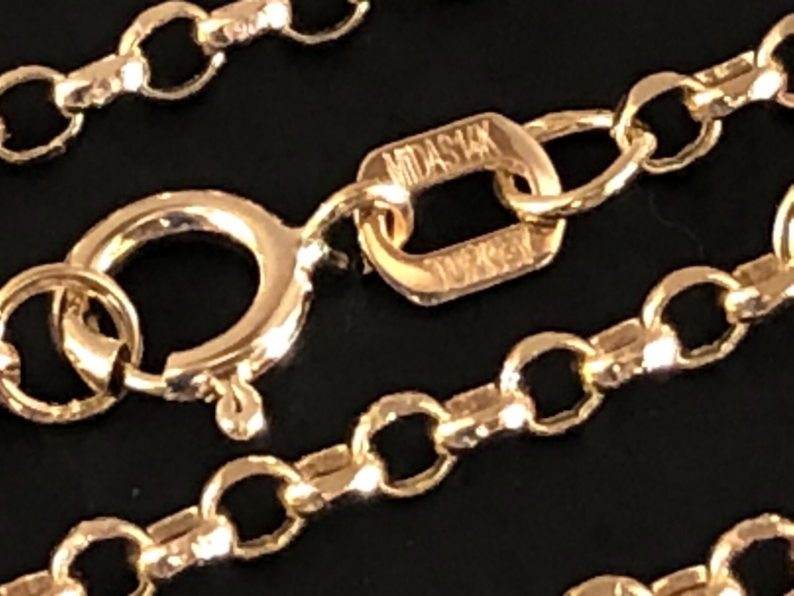 14 k Solid Yellow Gold 2.1 mm Rolo Chain Necklace 16″, 18″, 20″, 22″, 24”.