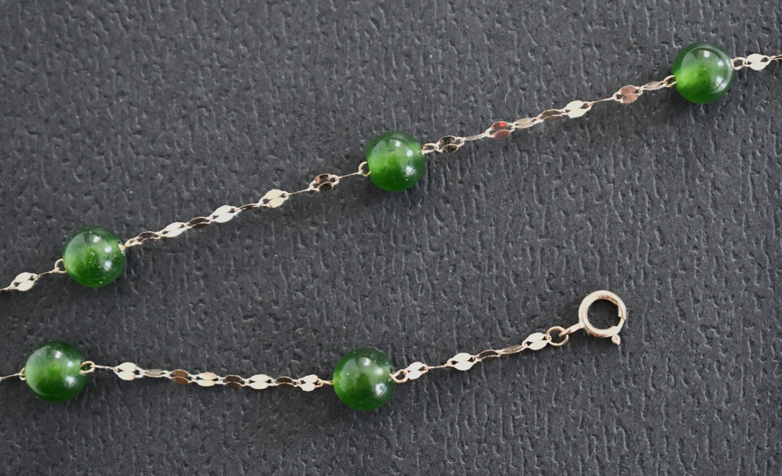 🆕14K YELLOW GOLD and Peridot Beaded Necklace 19in
