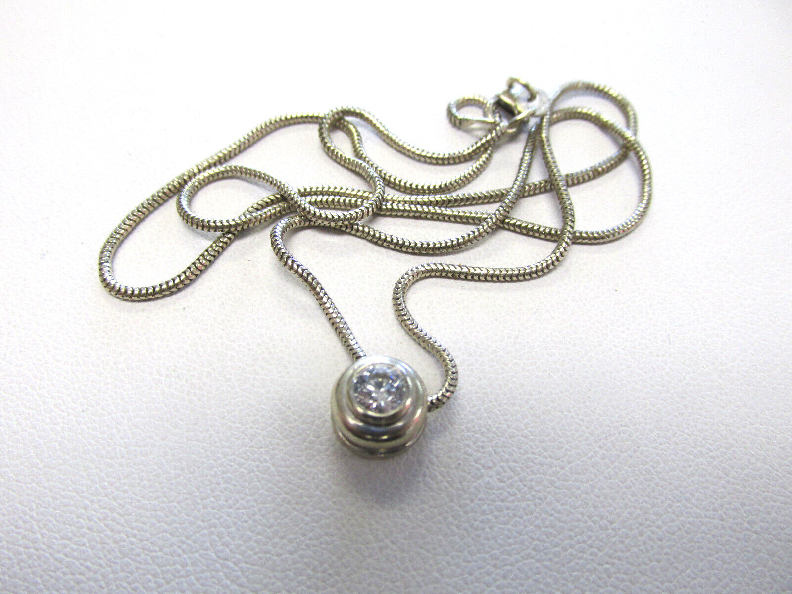 Stunning Solitaire Diamond Necklace VS1-G Snake Chain 19 in. .35 ct MAKE OFFER