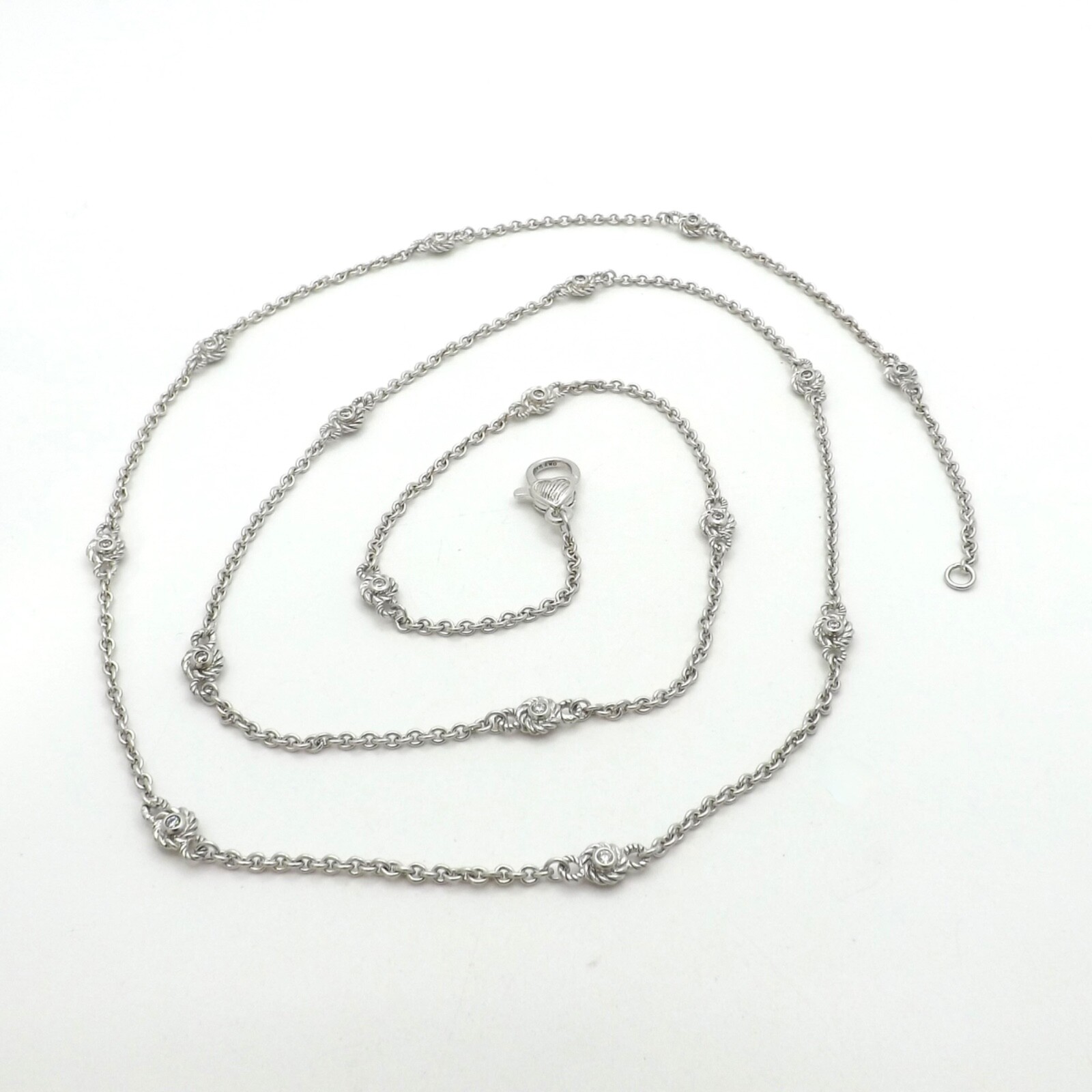 Judith Ripka Sterling Silver Floating Stones by the Yard Necklace 36in or 18 New
