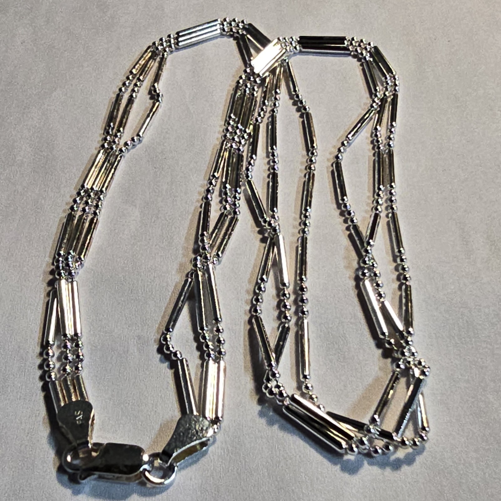 Sterling Silver Multiple Strand Dot Dash Necklace 18in Long FAS 925 Italian
