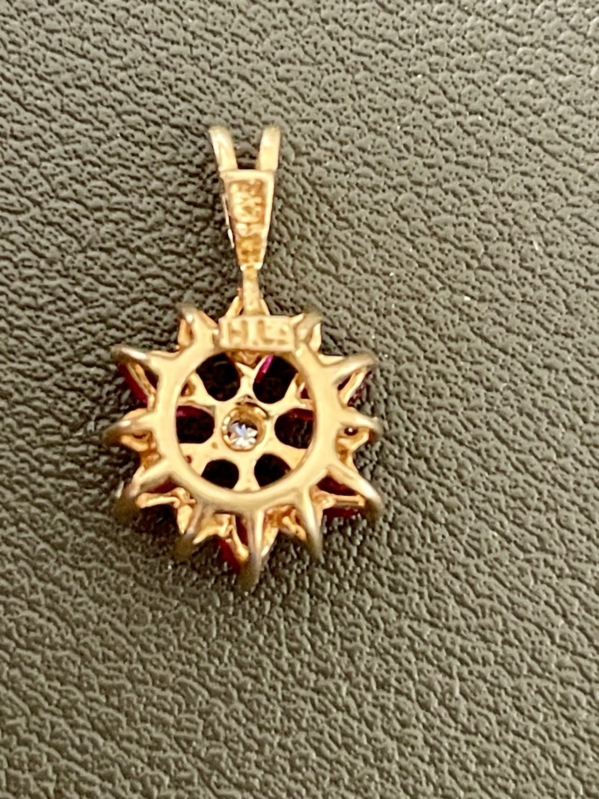 14KT Yellow Gold 0.30CTW Ruby & 0.07CTW Diamond Pendant (L65)