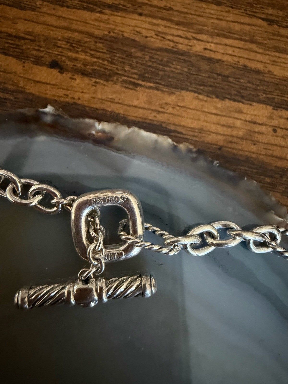 David Yurman Sterling Silver 925/18K Smoky Quartz Chain Necklace﻿