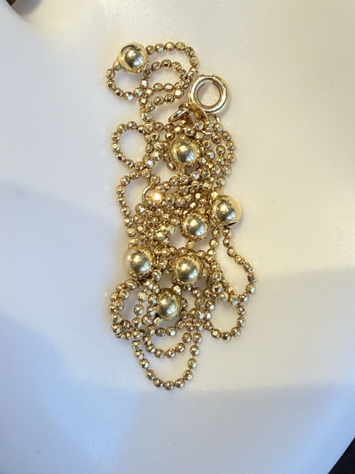 Vintage Solid 18K Yellow Gold Italian Ball Station Necklace – 18″ 3.78g 750