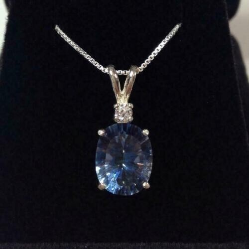 925 Sterling Silver Certified Blue Sapphire Pendant Necklace Gift Pendant