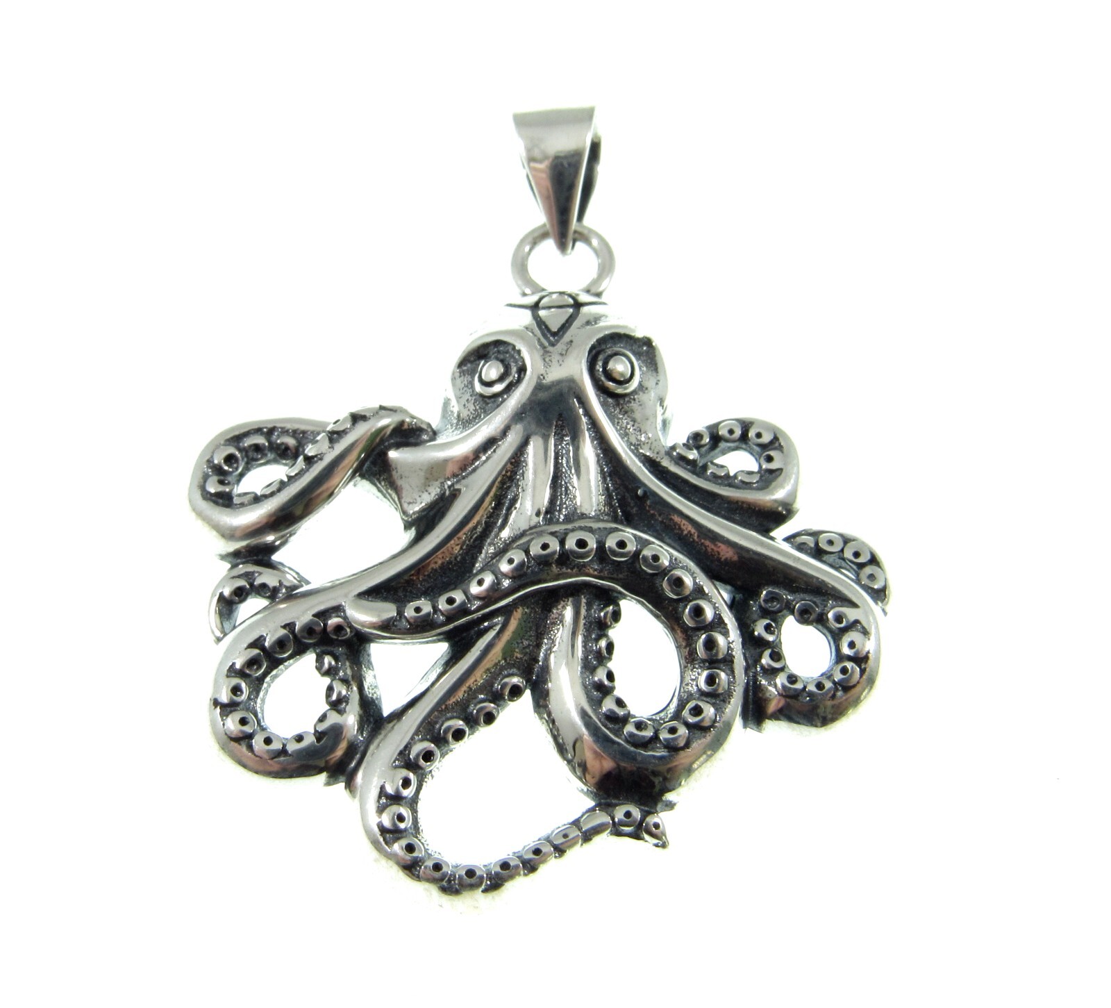 Handcrafted Solid 925 Sterling Silver Octopus Cephalopod With Tentacles Pendant