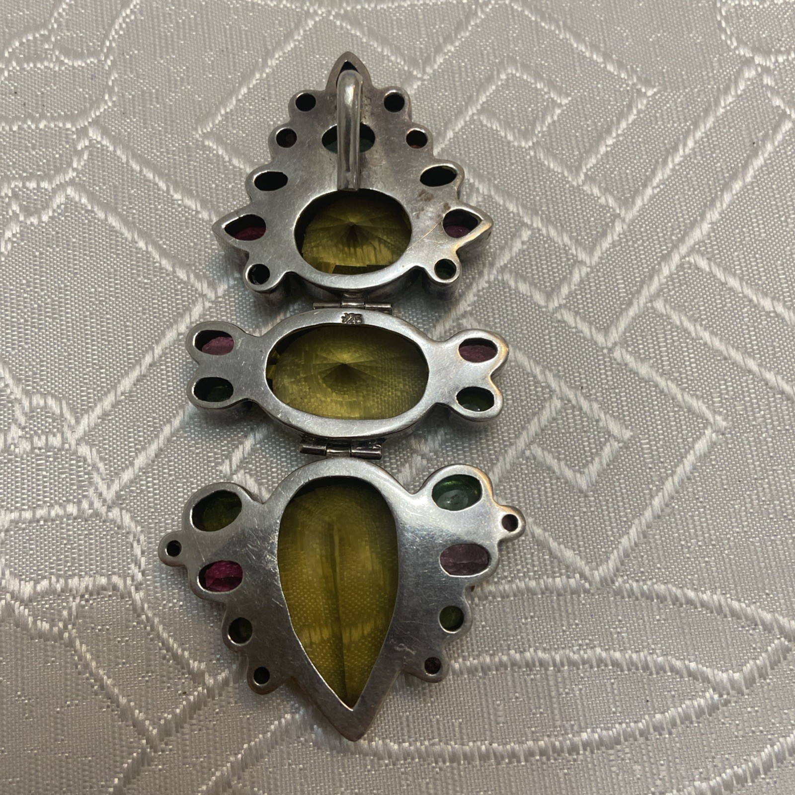 Sterling Silver 925 Multi-color PENDANT 4 inches
