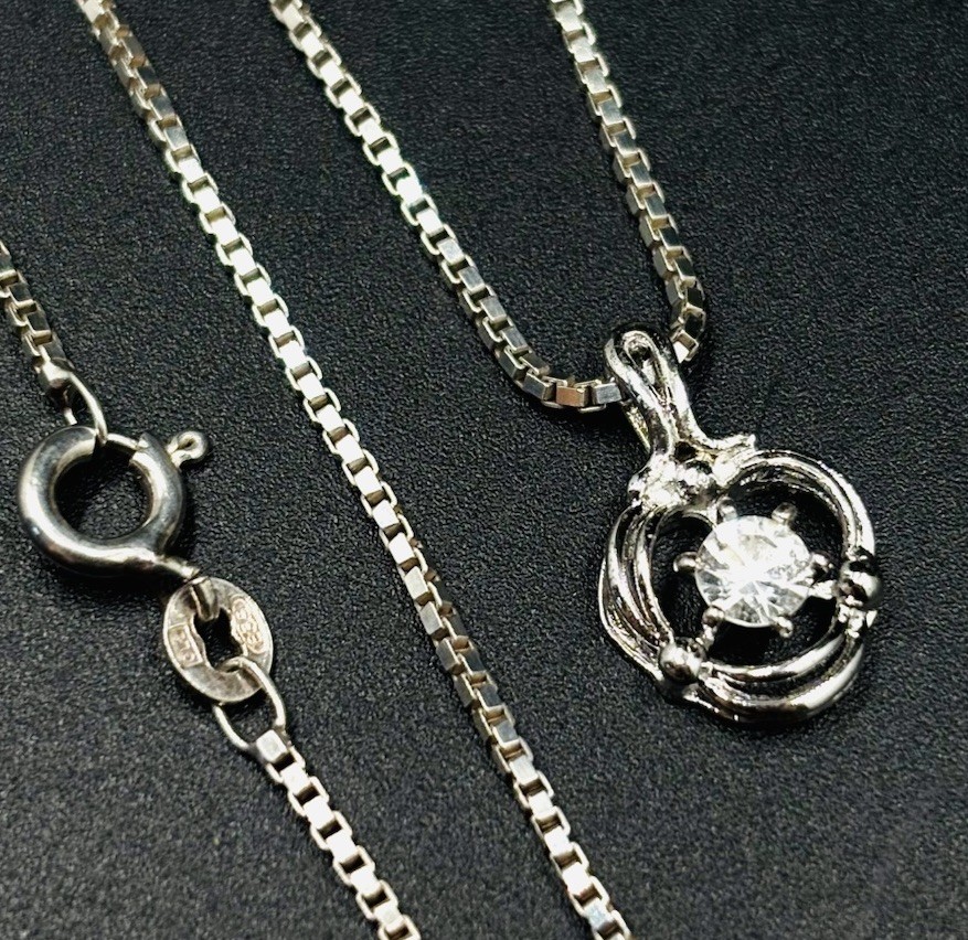 Gustav Hauber GLZ Vintage 835 Silver Halo Cluster Pendant Necklace 18″ Germany
