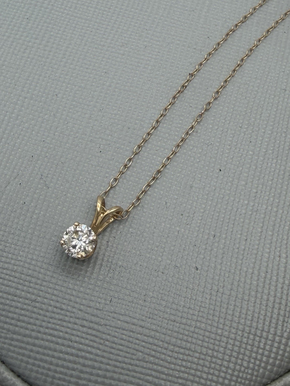 14K Yellow Gold 0.25 ct Round Diamond Solitaire Pendant With 15” Cultra Chain