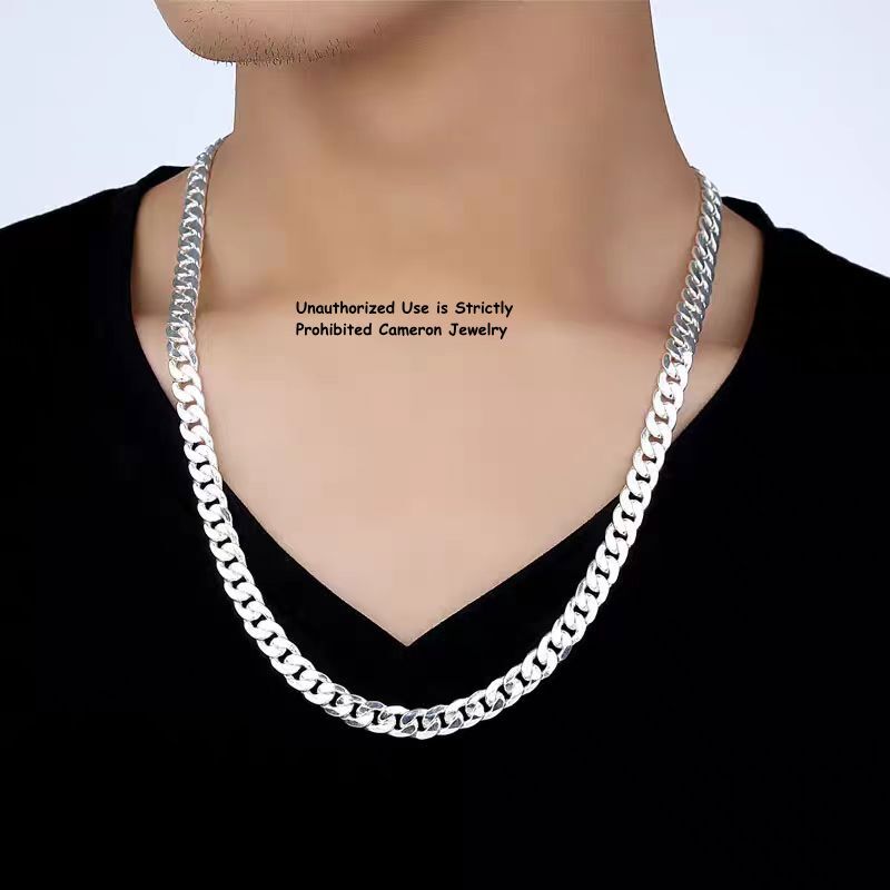 Solid 999 Fine Silve Cuban Link Chain 3mm-13mm Curb Necklace 16-26inch All Size