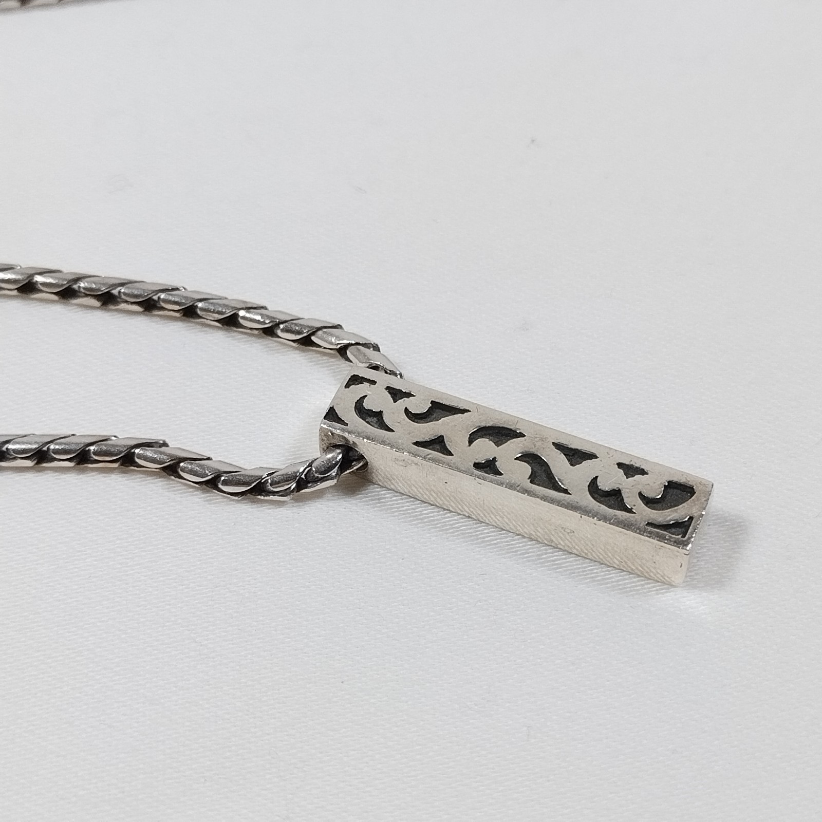 Vintage 16” Lois Hill Sterling Silver Toggle Necklace Scroll Bar Pendant 22g