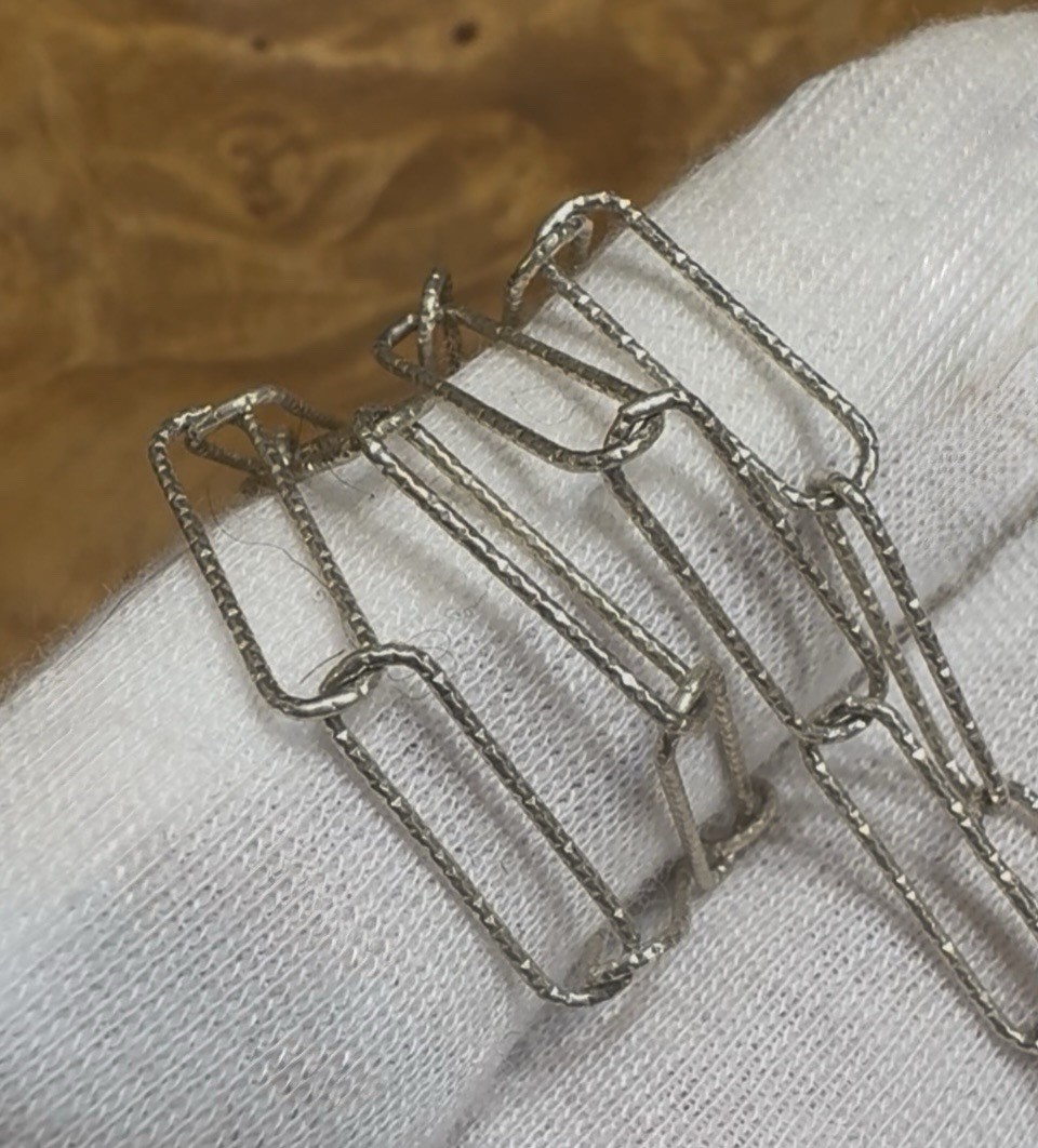 Sterling Silver Etched Paperclip Dolphin Necklace with Lapis Crystal Point Italy