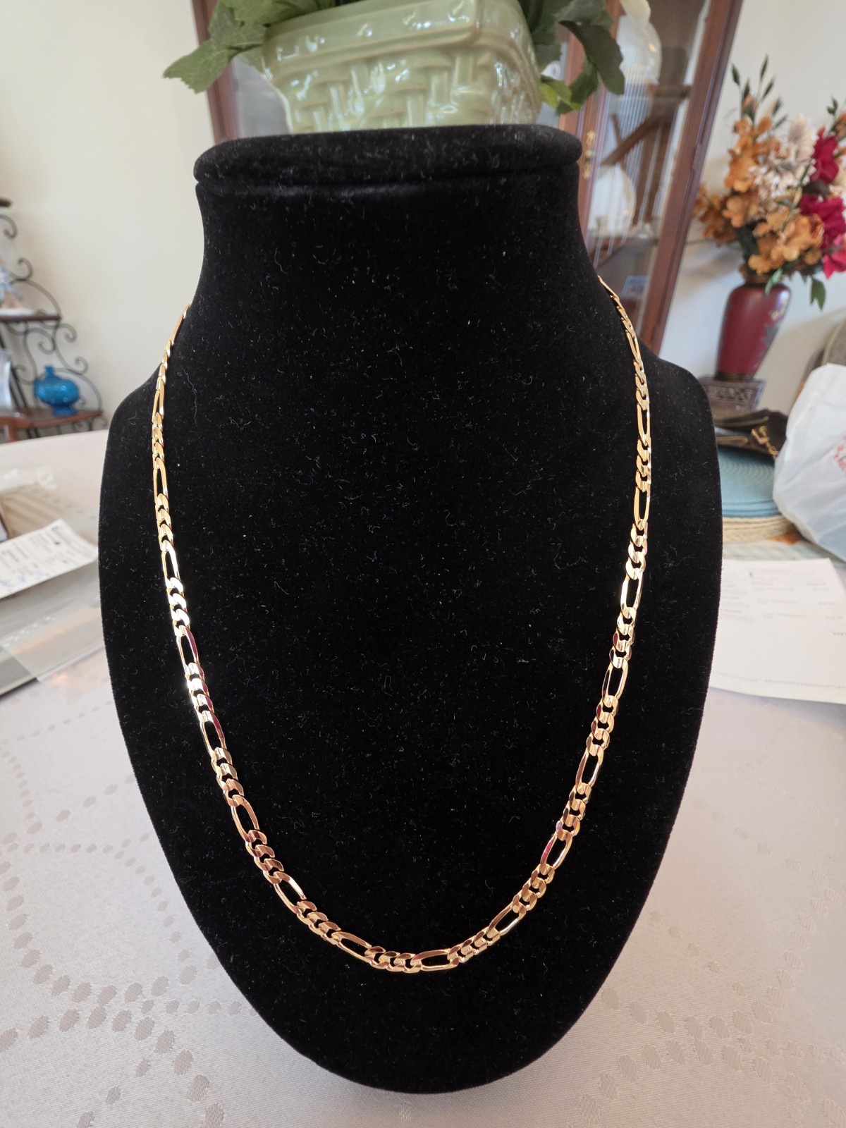 14K Gold 20 In Plated Figaro Chain Necklace