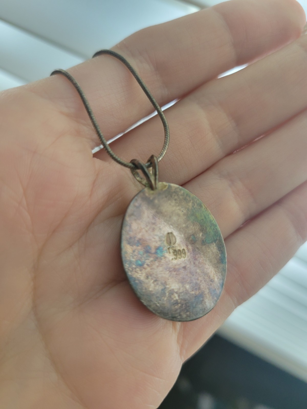 Moss Agate Oval Stone Pendant Set In. 999 Fine Silver Handmade Jewelry