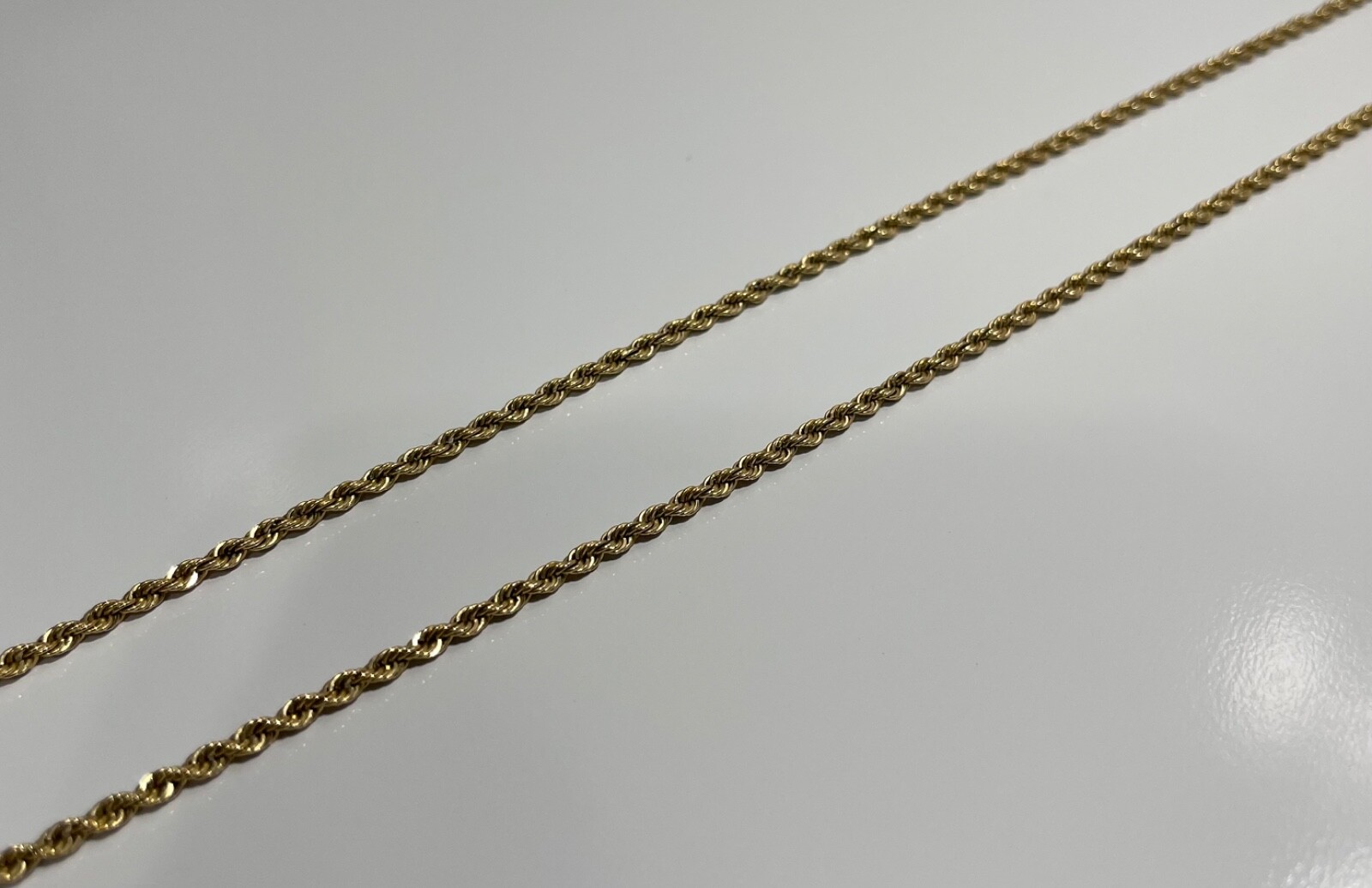 14K Solid Yellow Gold Diamond Cut 2.20mm Rope Chain Necklace Unisex 32 In.