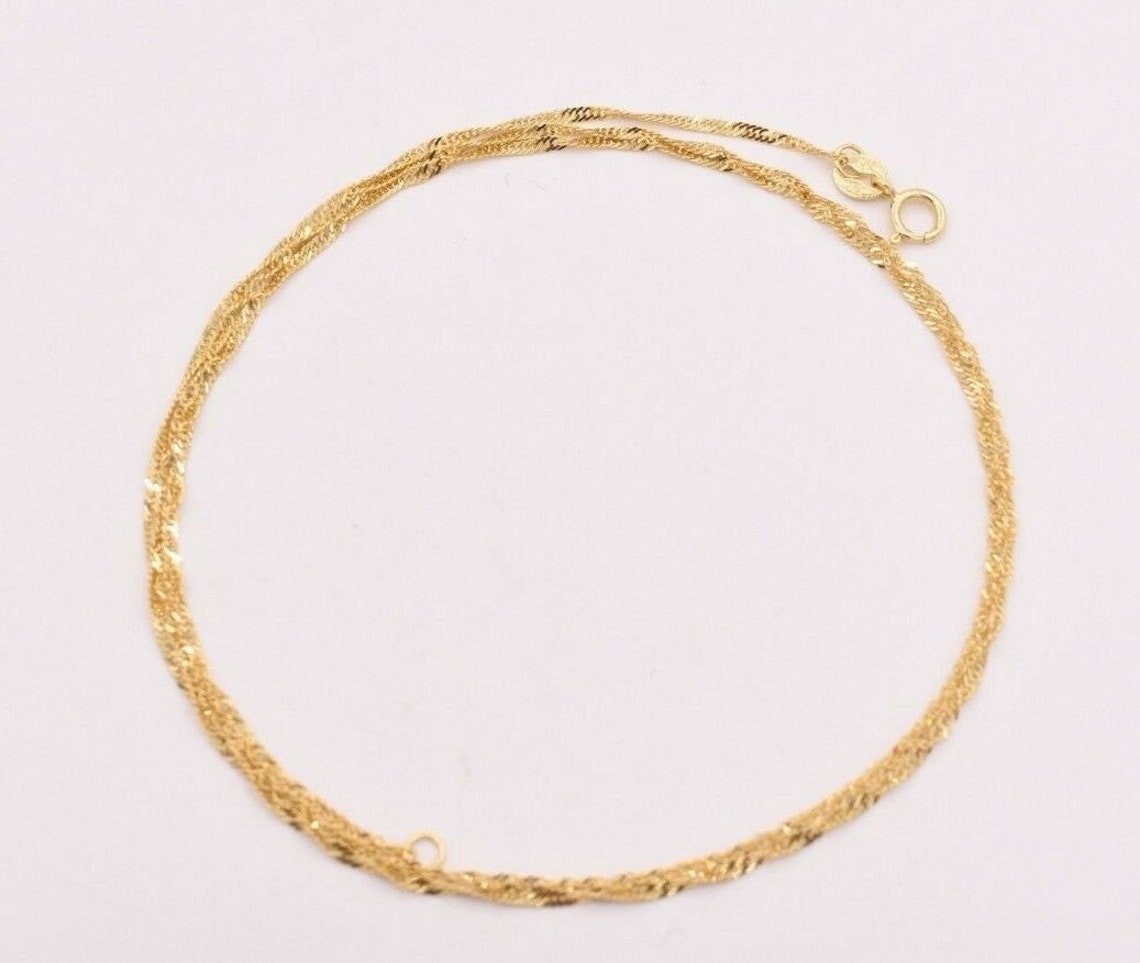 1mm Singapore Rope Chain Real SOLID 10k Yellow Gold Necklace 20” Inches