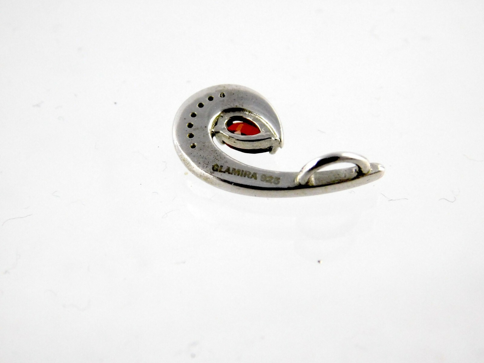 Glamira Sterling Silver Garnet White Cubic Zirconia Slide Pendant 925 5/8 In CZ