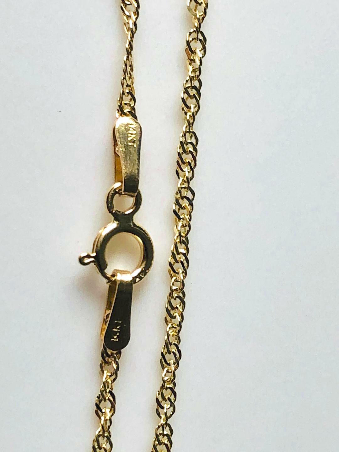 14K Solid Yellow Gold 025Y Singapore Chain W: 1.2 mm Length 16 inches (40 cm) 10