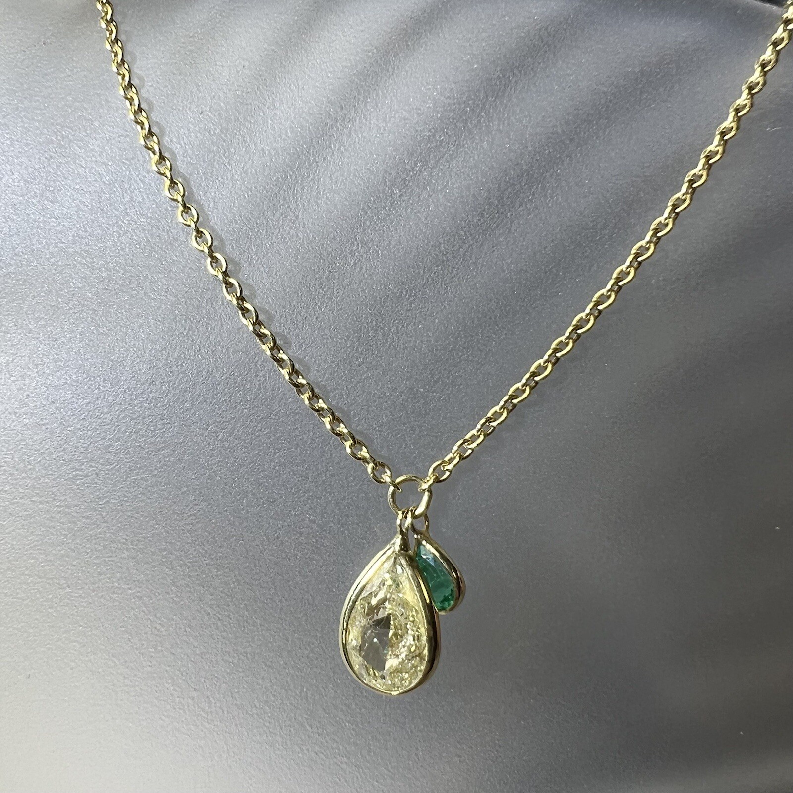 1CT Fancy Light Yellow I1 Diamond Solitaire Set 14K Yellow Gold Necklace 16″