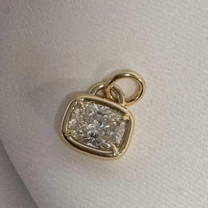 3.00 TCW Cushion Cut Moissanite Solitaire Women’s pendant 14k Yellow Gold Plated