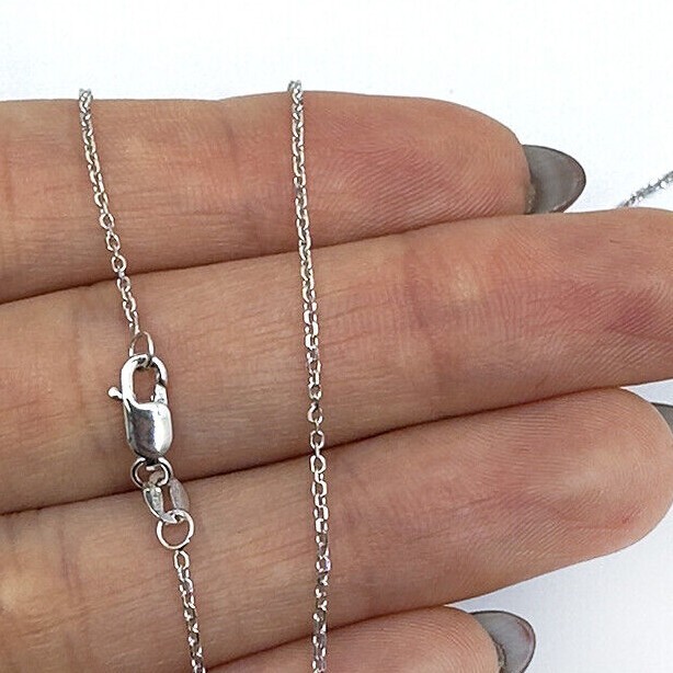 14K White Gold 1mm Diamond-Cut Cable Necklace 16″-24″