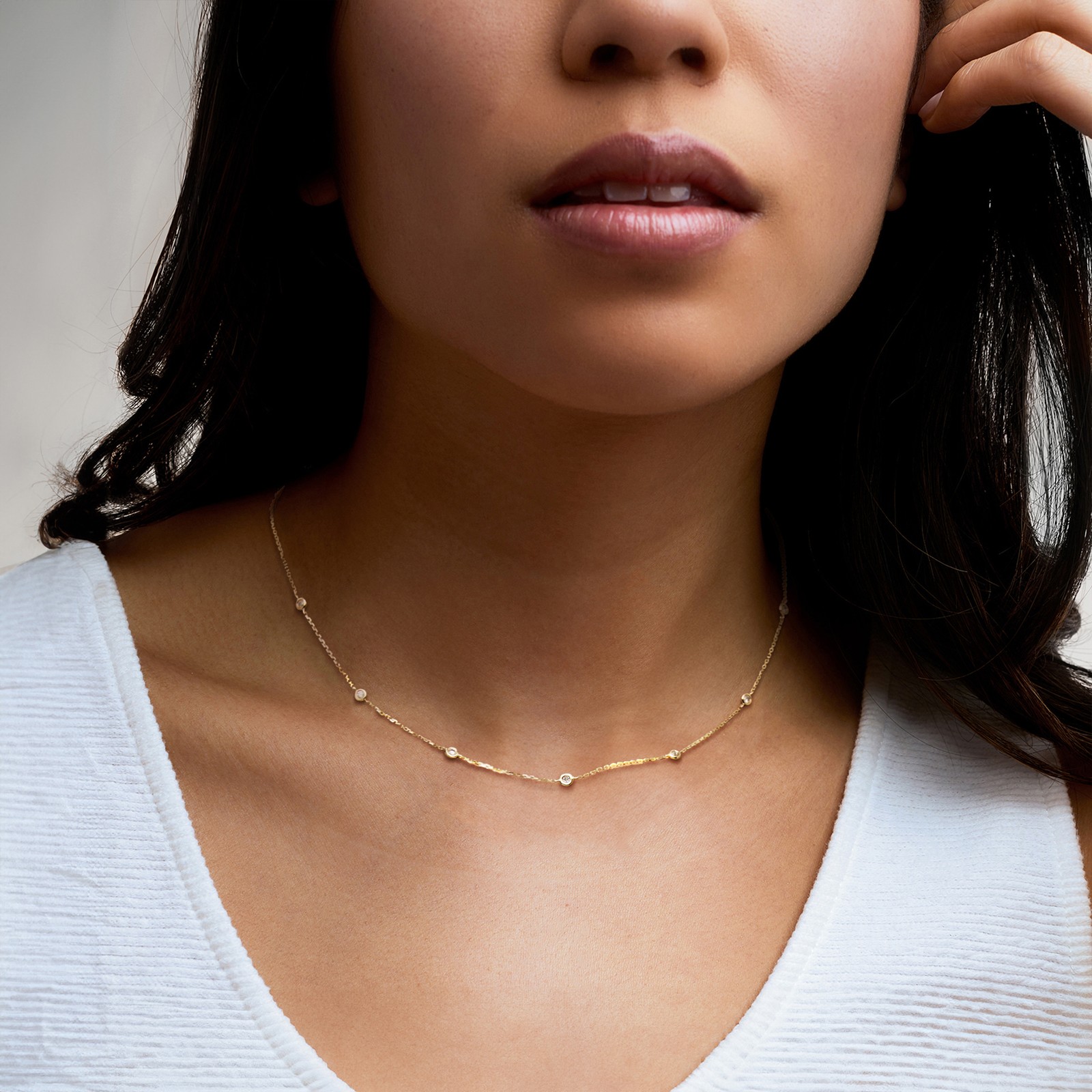 Ross-Simons 0.20 ct. t.w. Diamond Station Necklace in 14kt Yellow Gold