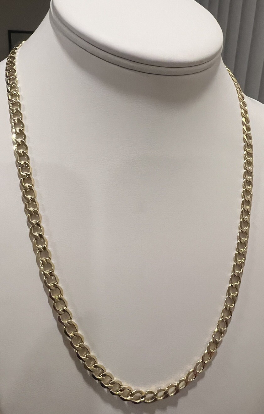 14K Miami Cuban Hollow Curb Link 5.3MM Chain 20″ Gold Necklace BRAND NEW!