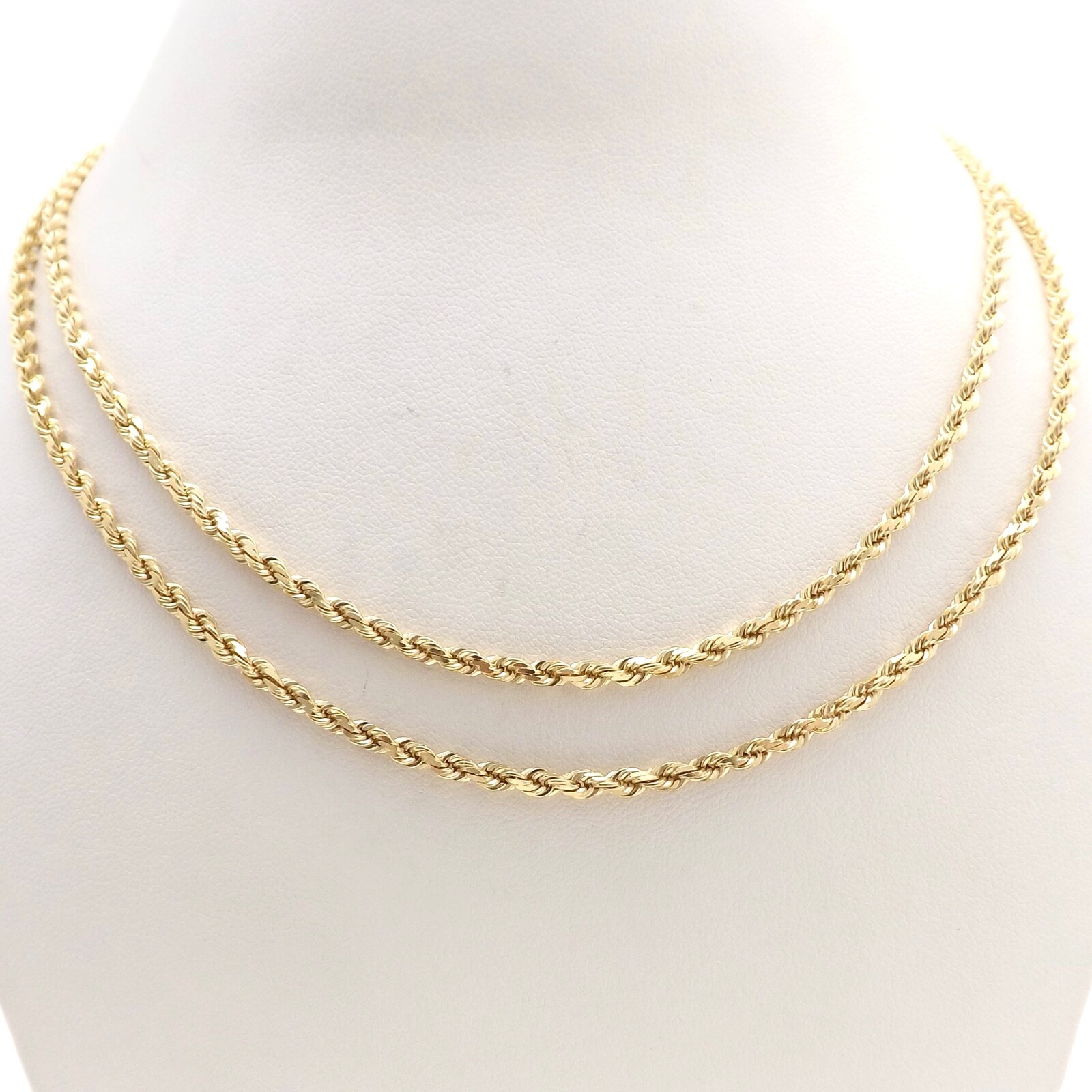 Solid 14k Gold Rope Link Pendant Chain Necklace Versatile 36in Long New