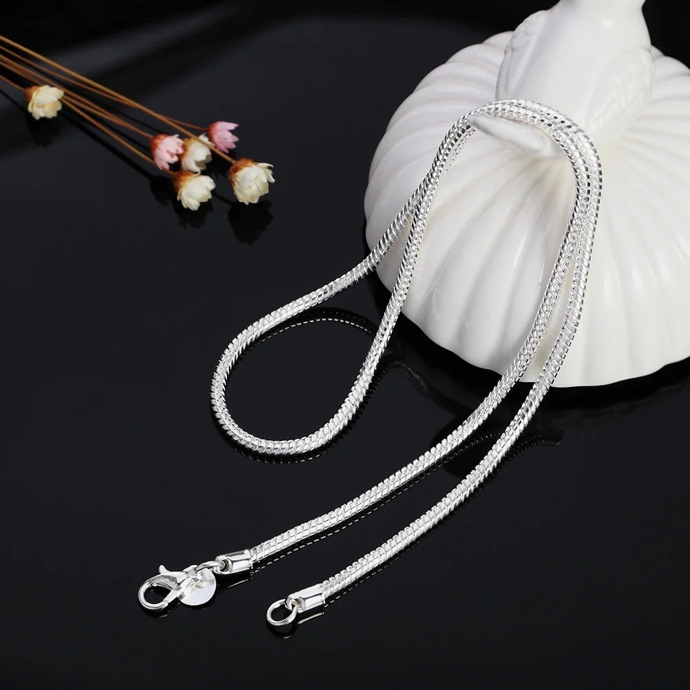 Men&Women’s 925 Sterling Silver Snake Chain Necklace 16-24*