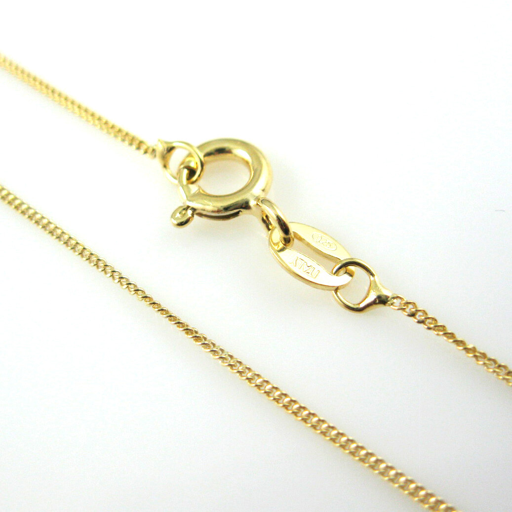 Gold Plated Sterling Silver 1mm Curb Long Necklace Chain 16-36 inch