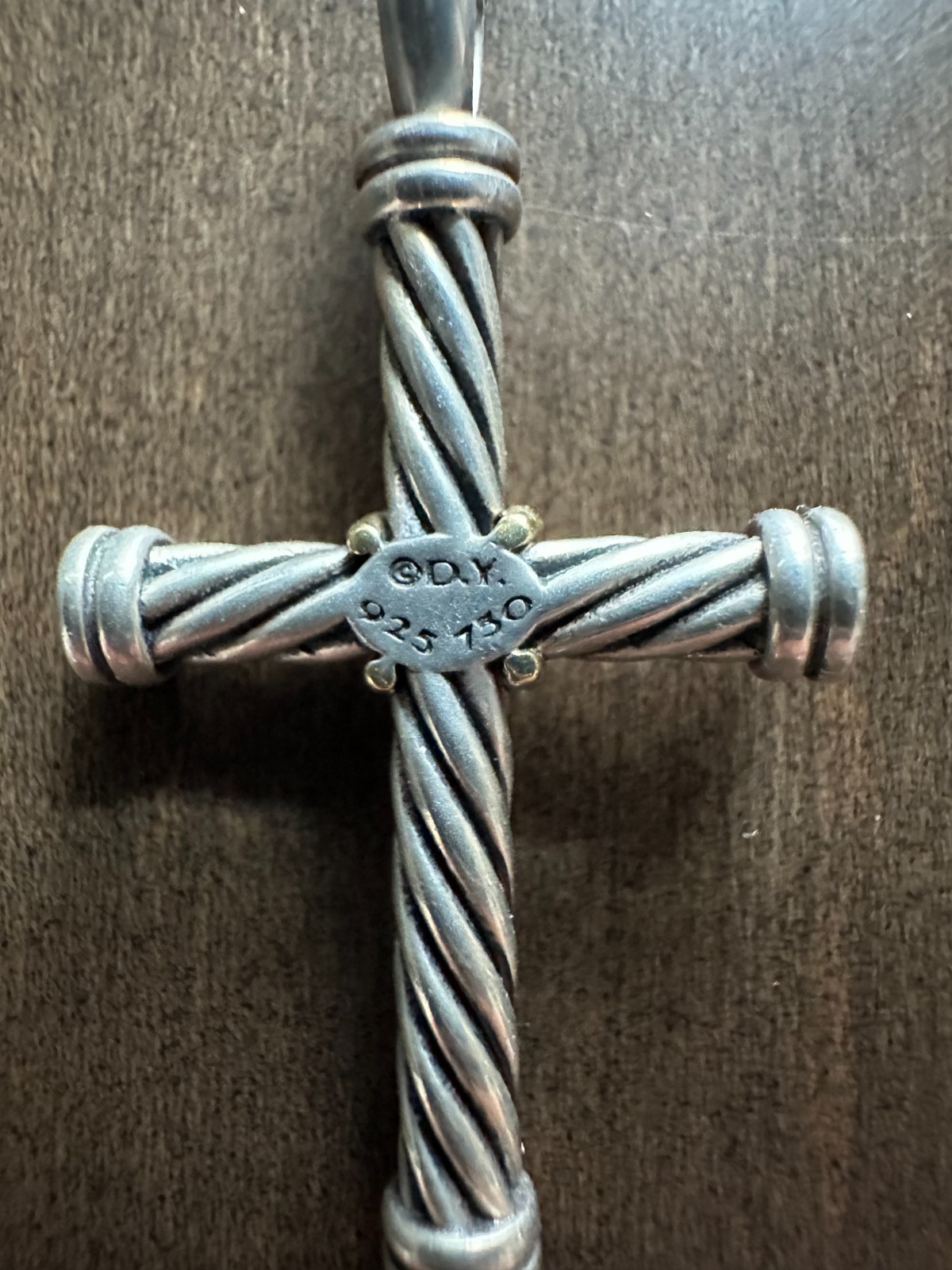 David Yurman Cable Cross Pendant Sterling Silver & 18K Gold 19mmx35mm D05002 S8