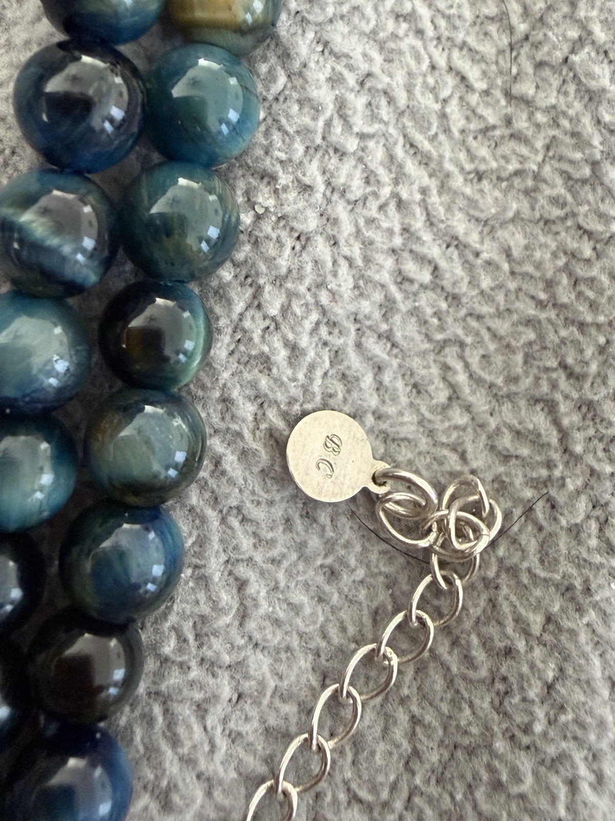 Stunning Beria Collection Blue Tiger’s-Eye pendant and necklace S/S