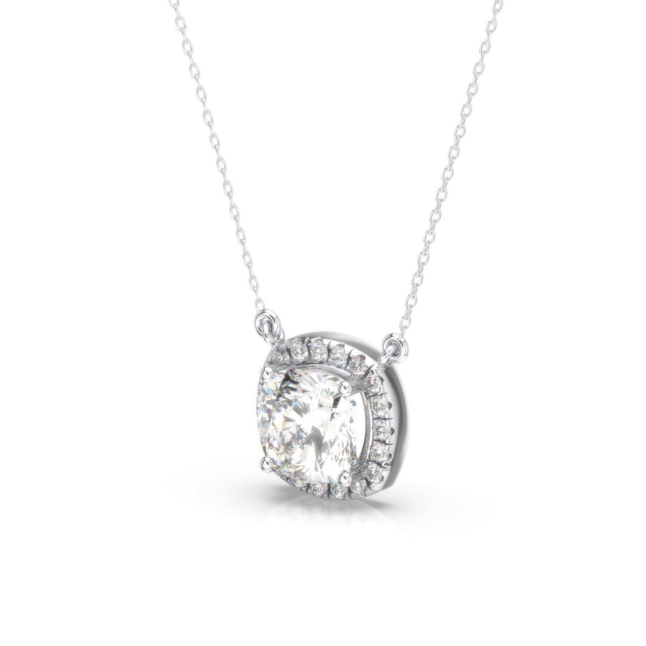 IGI Diamond Pendant VVS2 D Cushion 1.10 Ct Lab Created 14k White Gold Eye Clean