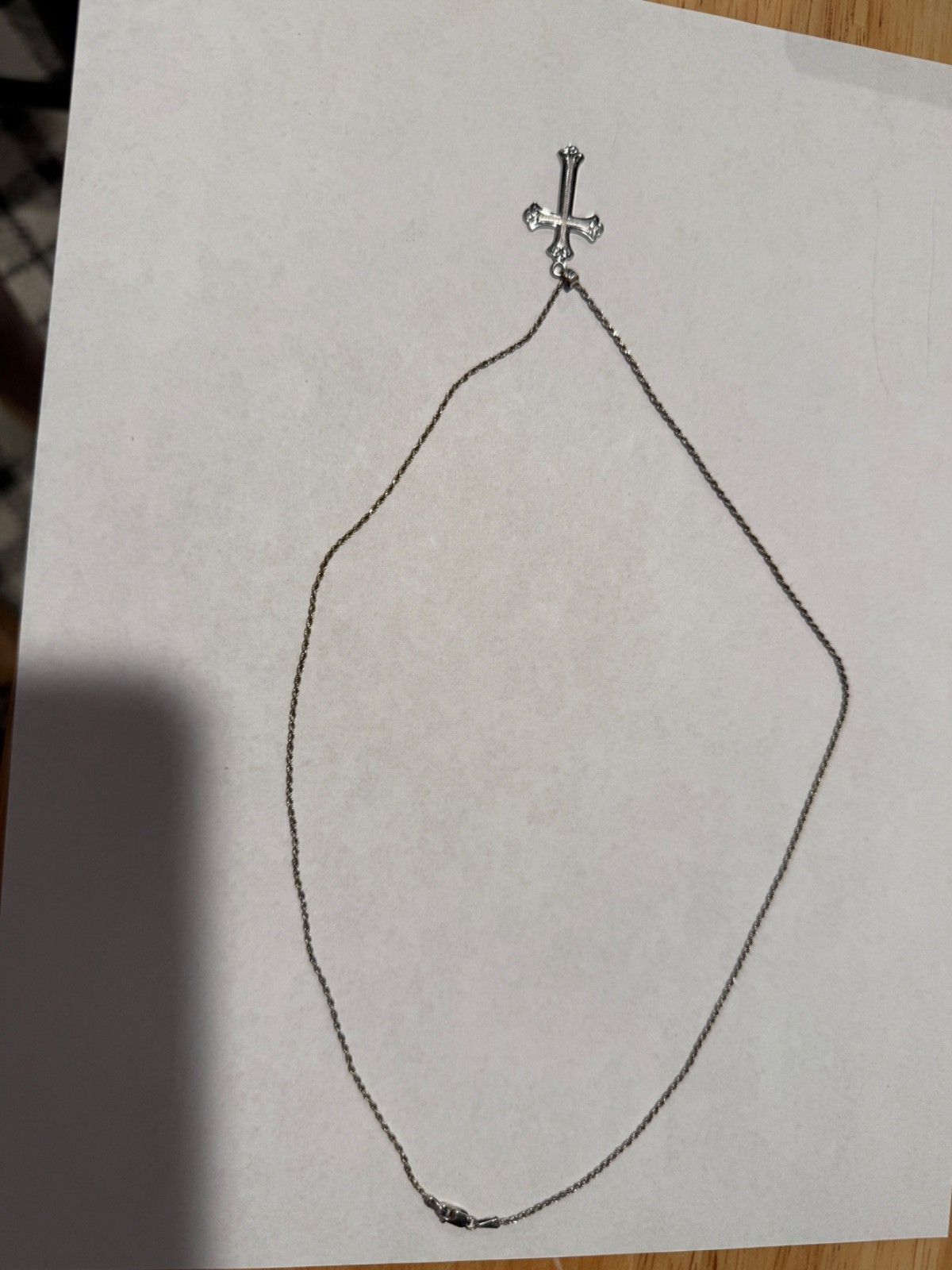 mens 14k white gold cross pendant necklace