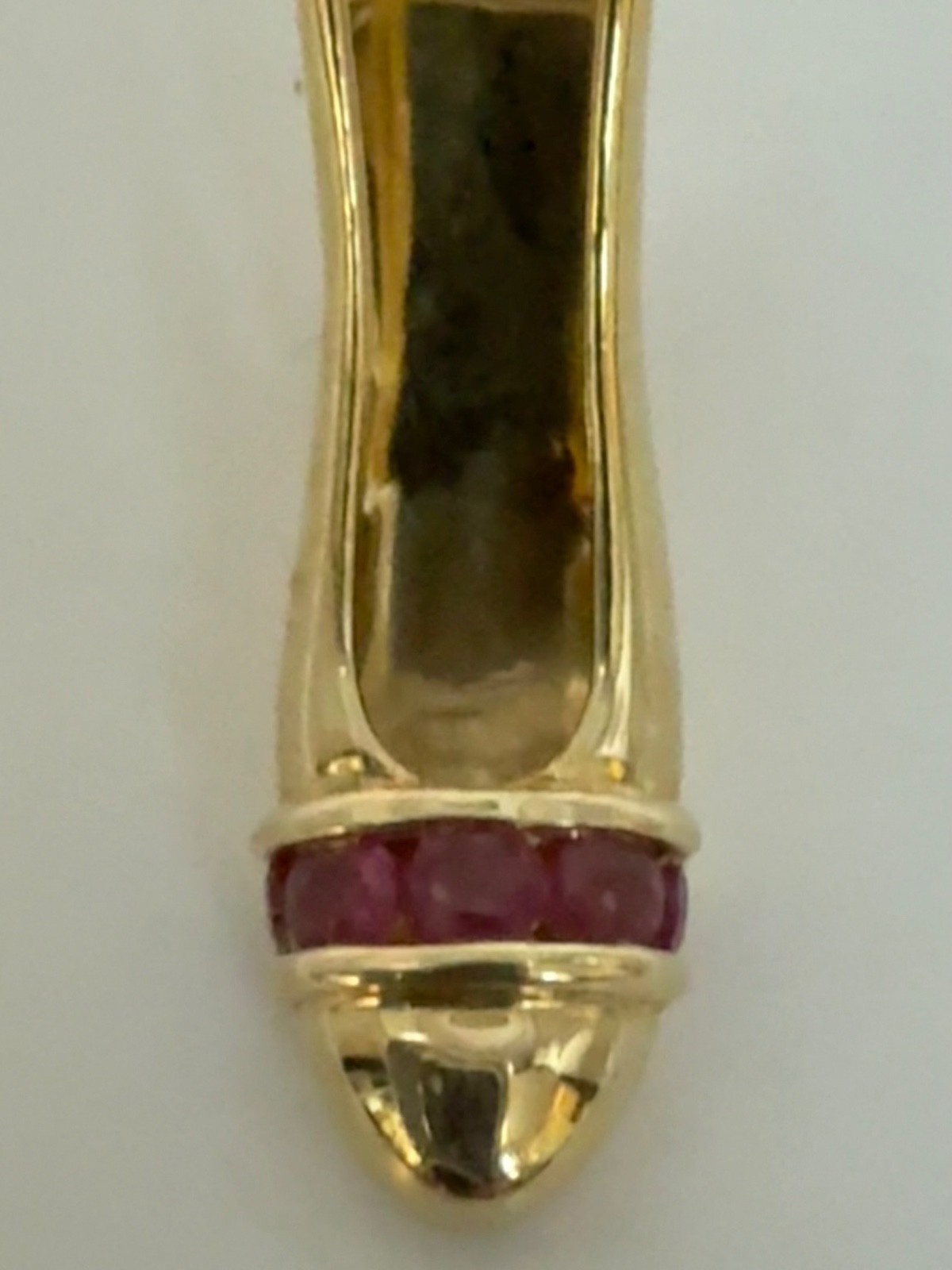 10K 5 Ruby & Diamond High Heel Slingback Pendant/Slide 2.4 g
