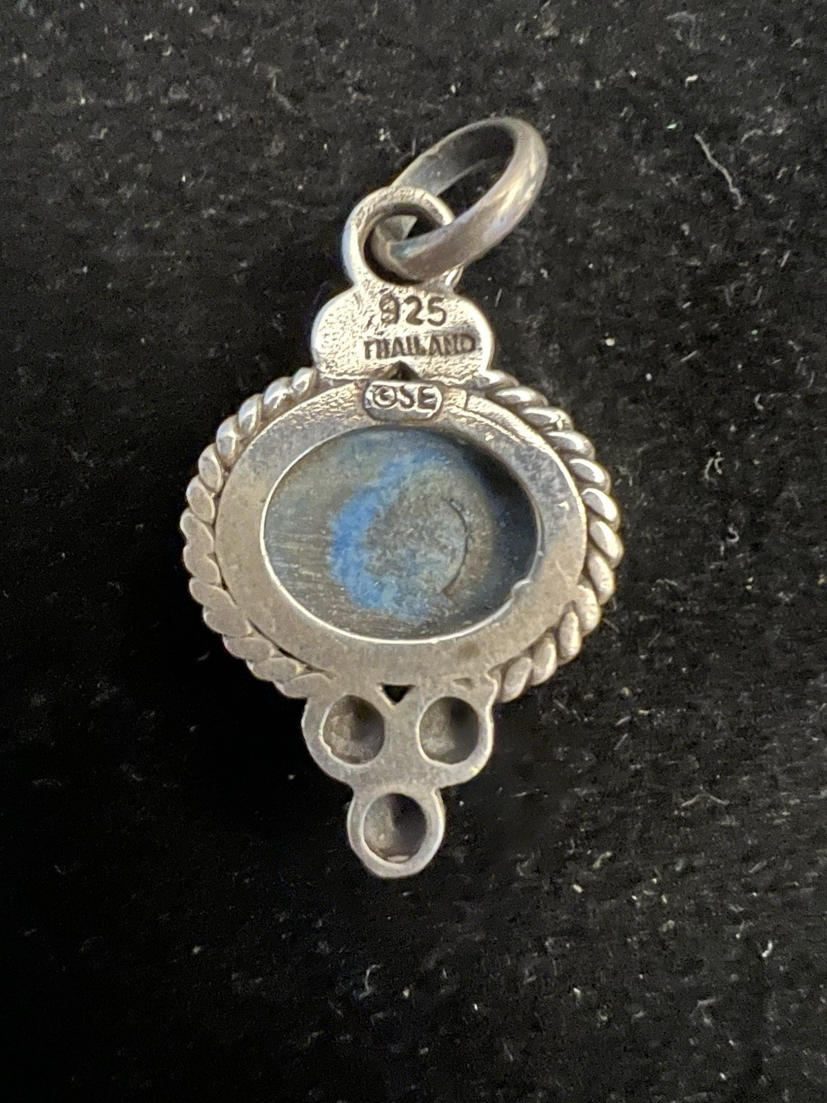 Sterling Silver 925 Turquoise Pendant 1 Inch Hard Plastic