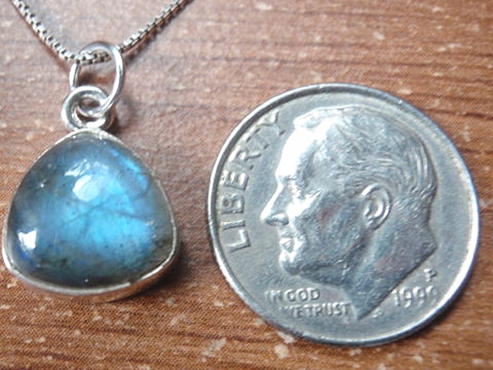Labradorite Triangle with Soft Corners 925 Sterling Silver Pendant