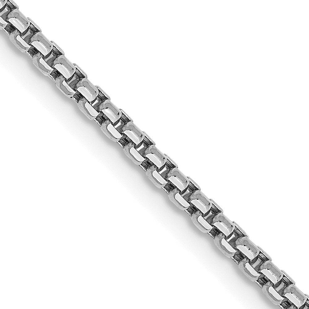 14K White Gold 1.75mm Semi-Solid Round Box with Lobster Clasp Chain Necklace 30″