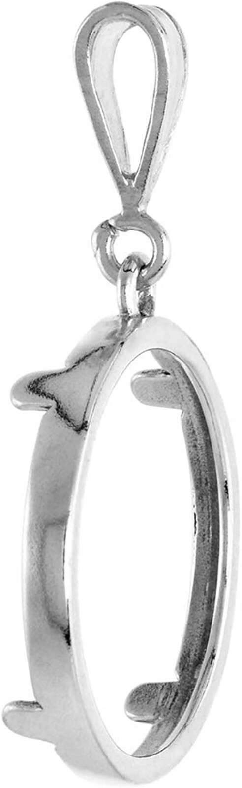 Sterling Silver Nickel Bezel 22 mm Coins Prong Back Square Edge 5 Cent No Coin