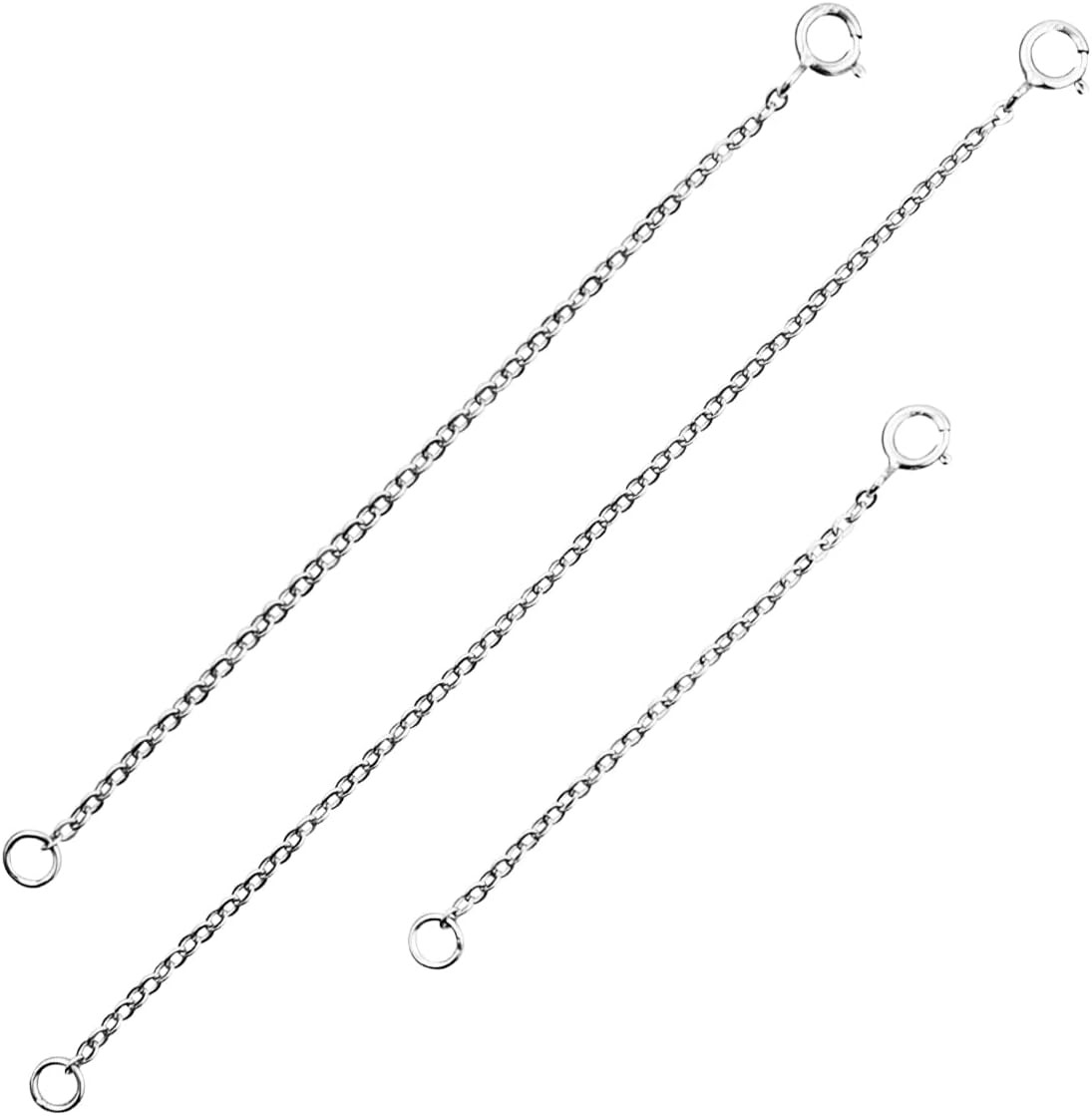 3 Pieces 925 Sterling Silver Necklace Extenders Necklace Extension Chain for Wom