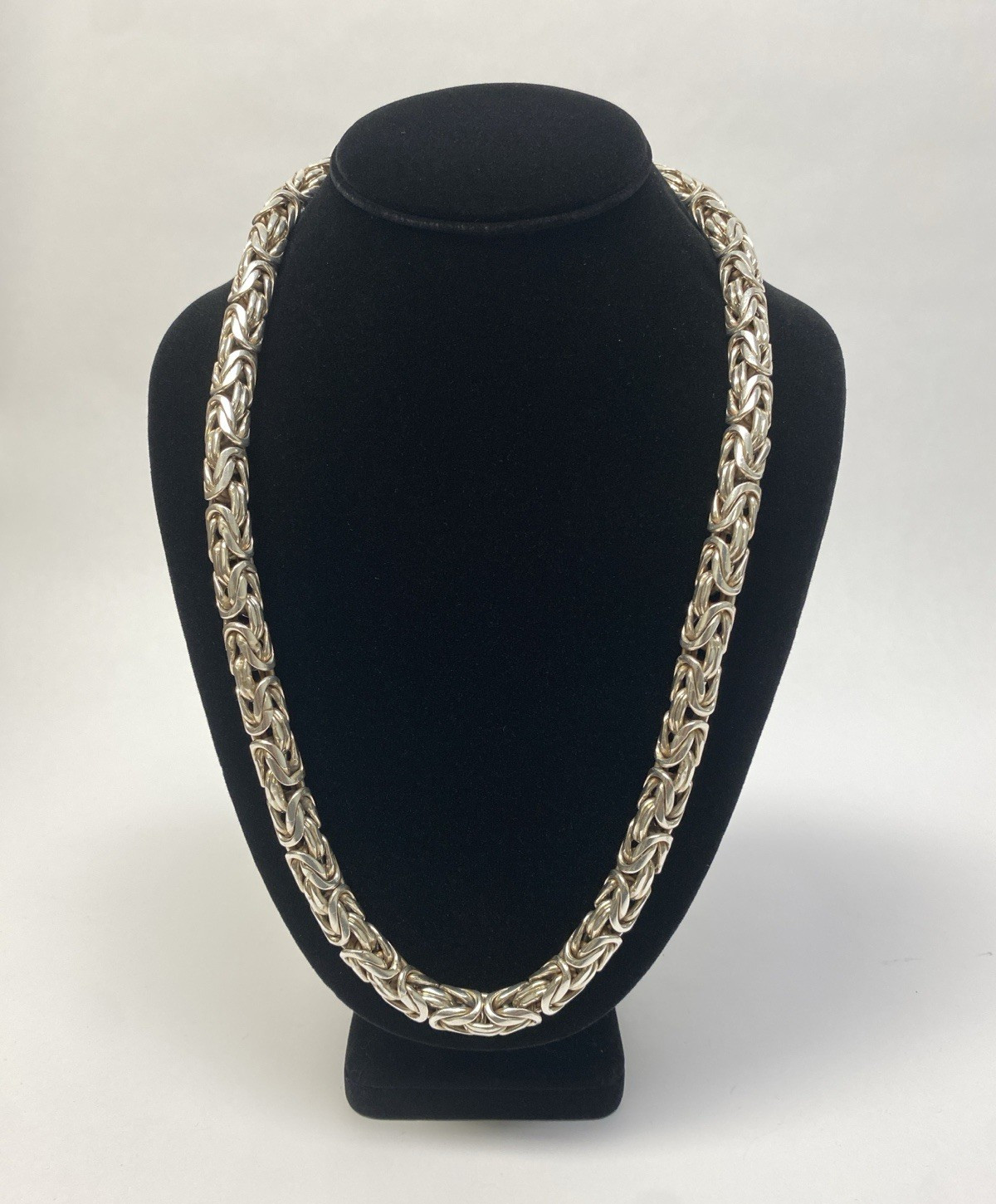 Men’s 9mm 24″ Byzantine Rope Chain Solid 925 Sterling Silver Hook Clasp 299.7g