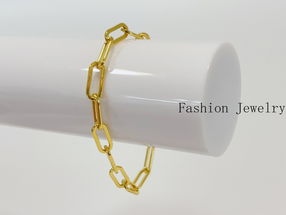 18k Yellow Gold 7.5mm Paperclip Chain Cable Rolo Link Bracelet Womens Men 7.5″