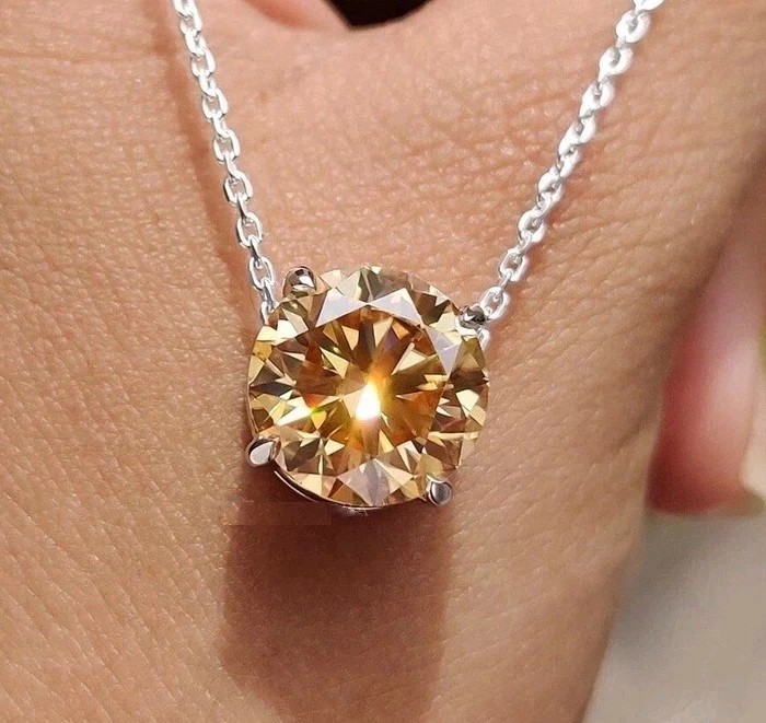 4 Ct Champagne Treated Diamond Pendant Great Luster VVS Certified Christmas Gift