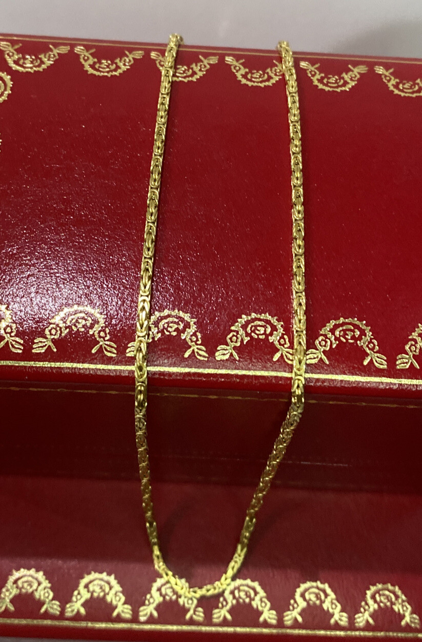 18k Yellow Gold Byzantine Braided Collar Chain 750 Kids Childrens Necklace 15.5”