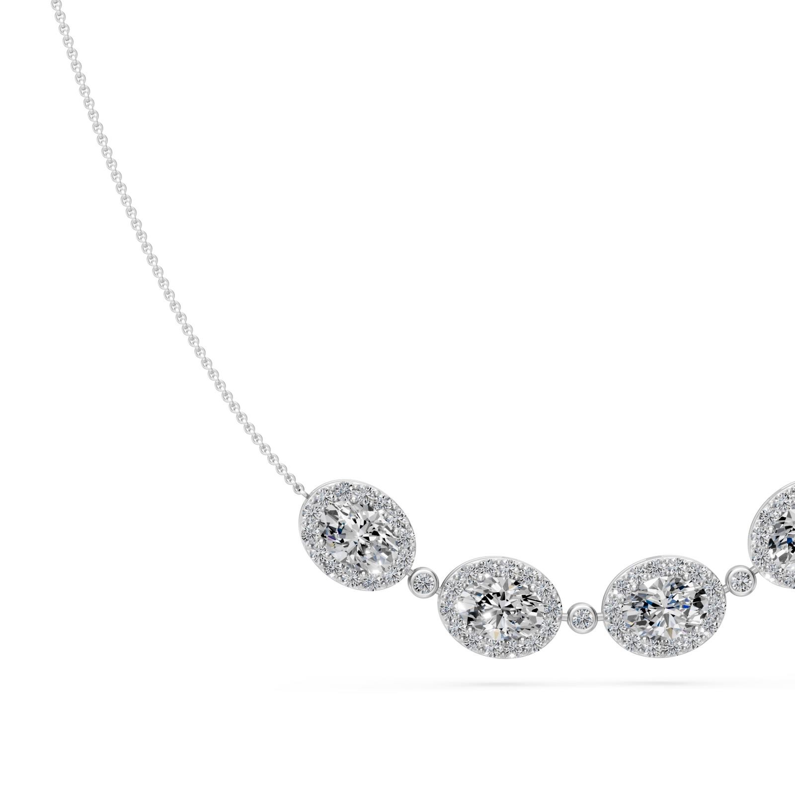 4.8 Ct Oval Round Cut Diamond Chain Necklace VS1 D-F White Gold 14k